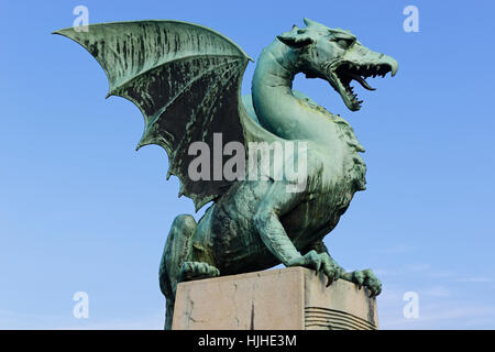 Dragon Statue, Ljubljana, Slovénie Banque D'Images