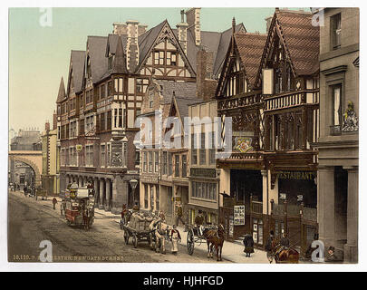 Eastgate Street et Newgate Street, Chester, England - Photochrom xixème siècle Banque D'Images
