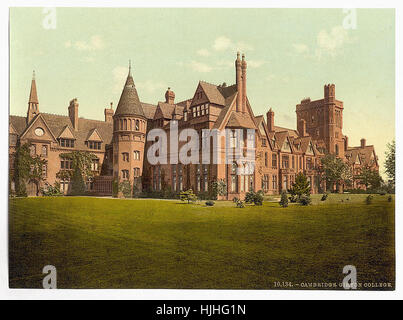 Girton College, Cambridge, Angleterre - Photochrom xixème siècle Banque D'Images