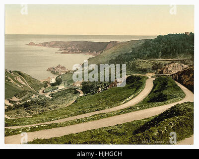 Jersey, Bouley Bay, Channel Islands - Photochrom xixème siècle Banque D'Images