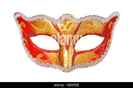 Vue avant du masque de carnaval isolated on white Banque D'Images