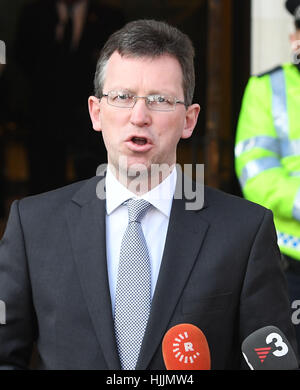 Procureur général Jeremy Wright QC en dehors de la Cour suprême de Londres après les juges britanniques les plus hauts a statué que le premier ministre Theresa peut n'a pas le pouvoir de déclencher le processus officiel pour l'UK's sortie de l'Union européenne sans que le Parlement ait son mot à dire. Banque D'Images