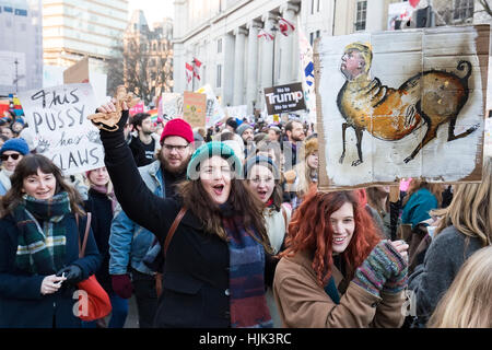 La Marche des femmes a lieu à Londres, au Royaume-Uni. C'est une partie d'une protestation contre le président américain Donald Trump Banque D'Images