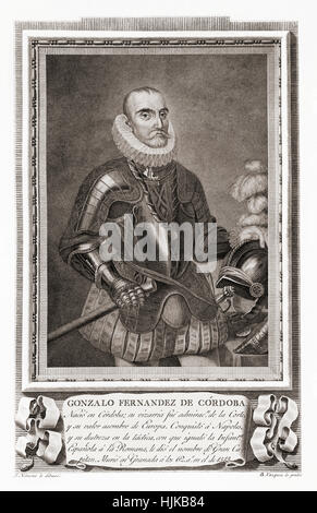 Gonzalo Fernández de Córdoba, aka Gonzalo de Cordoba, 1453 - 1515. Duc de Terranova et Santangelo, Andria, Montalto et Sessa. Général espagnol qui se sont battus dans la conquête de Grenade et les guerres d'Italie. Après une gravure dans Retratos de Los Españoles Ilustres, publié à Madrid, 1791 Banque D'Images