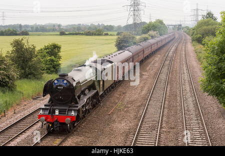 A3 N° 60103 du Pacifique "Flying Scotsman" train à vapeur passe par Ratcliffe-on-Soar travaillant 1Z24 Londres Victoria à York charte. 4 juin 2016. Banque D'Images