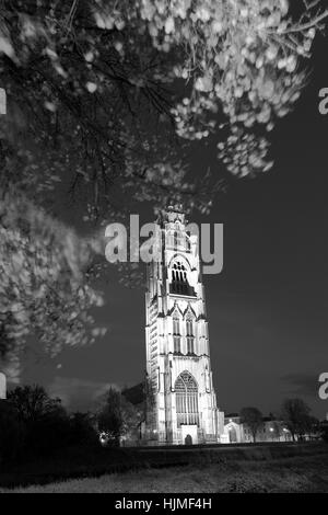 Coucher de soleil sur l'église St Botolphs ( Boston Stump ), la ville de Boston, Lincolnshire Banque D'Images