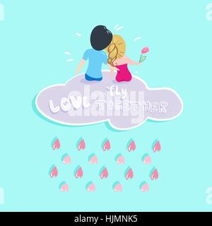 Valentine. Garçon et fille. L'amour. Illustration de Vecteur