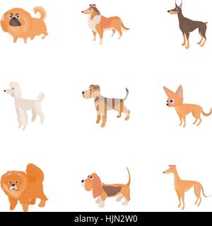 Chien icons set. Cartoon illustration de chien 9 icônes vectorielles pour le web Illustration de Vecteur