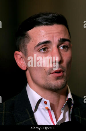 Anthony Crolla durant la conférence de presse à l'hôtel Radisson Blu Edwardian Hotel, Manchester. Banque D'Images