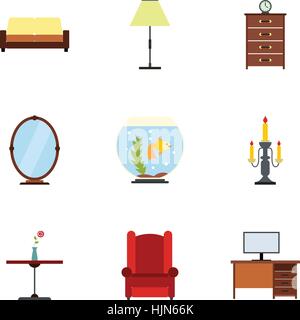 Icons Set de meubles. Télévision illustration de meubles 9 icônes vectorielles pour le web Illustration de Vecteur