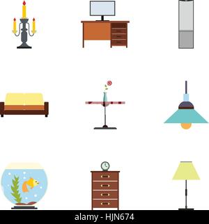 Type de mobilier icons set. Télévision illustration de 9 type de meubles icônes vectorielles pour le web Illustration de Vecteur