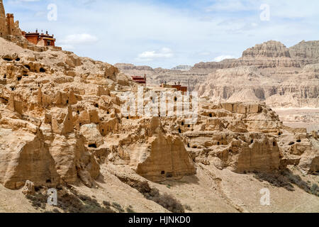 Ruines de Tsaparang, 'ville perdue', Royaume de Guge antique au Tibet (dont l'origine semble être au début du dixième siècle). Tibet. Chine. Banque D'Images