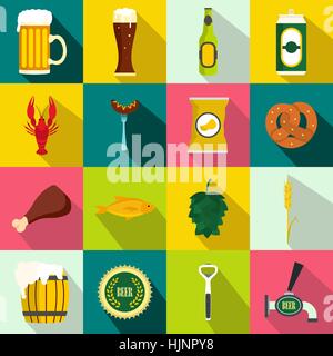 Beer icons set dans un style plat pour toute conception Illustration de Vecteur