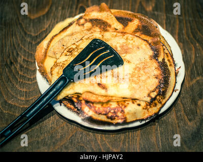 La nature morte avec des crêpes Banque D'Images