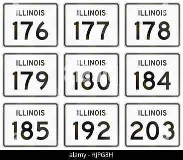 Collection de l'Illinois Route utilisés aux États-Unis. Banque D'Images