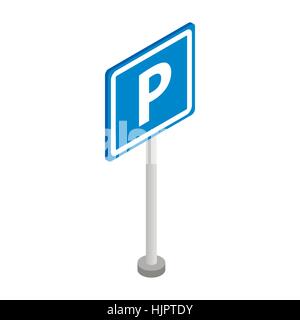 Parking sign dans l'icône 3D isométrique style sur un fond blanc Illustration de Vecteur