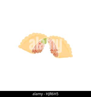 Des empanadas, pâtés en icône dans le style dessin animé sur un fond blanc Illustration de Vecteur
