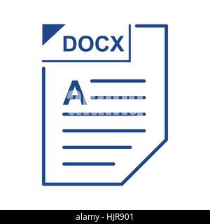 L'icône de fichier DOCX en style dessin animé sur un fond blanc Illustration de Vecteur