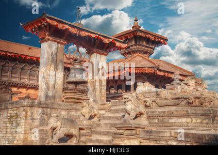 Temples de Durbar Square à Bhaktapur, Népal Katmandou valey,. Banque D'Images