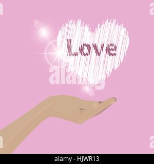 Main tenant un coeur. Valentine s Day. sur Rose Illustration de Vecteur