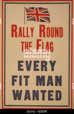 'Rally Round le drapeau, chaque homme voulait monter', la Première Guerre mondiale affiche de recrutement, Royaume-Uni, 1914 Banque D'Images