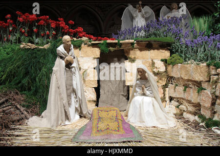 La Sainte Famille. Crèche. Cathédrale Notre-Dame de Paris. Banque D'Images