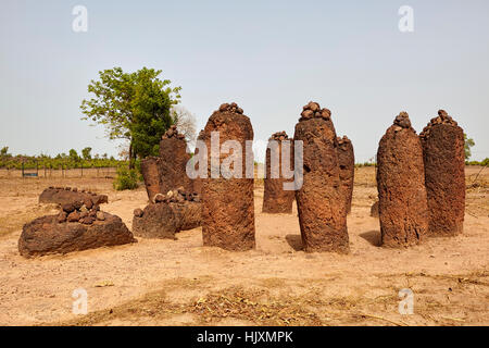 Wassu cercles de pierres, Site du patrimoine mondial de l'UNESCO, de la Gambie, Afrique Banque D'Images