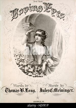 Sheet Music image de couverture de la chanson 'yeux d'Amour', avec une œuvre originale 'Lecture notes Mots par Thomas B longue Musique par Jules C Meininger', 1866. L'éditeur est répertorié comme 'n.p.', la forme de la composition est "avec chœur trophique', l'instrumentation est 'piano et voix", la première ligne se lit 'aimer les yeux sont sur moi, rayonnant à travers les heures silencieuses de la nuit', et l'illustration artiste est répertorié comme "J. Slinglandt Engvr,.'. Banque D'Images