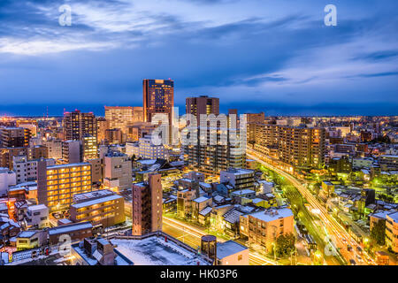 Le centre-ville de Kanazawa au Japon sur les toits de la ville. Banque D'Images