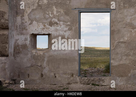 Ruines de l'hôpital. Sept, 2016. Fort Laramie, Wyoming, USA Banque D'Images