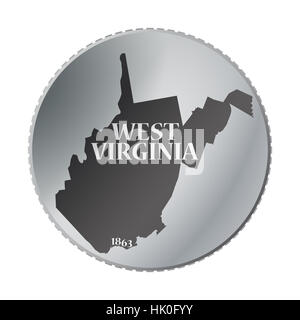 West Virginia State un coin isolé sur fond blanc Banque D'Images