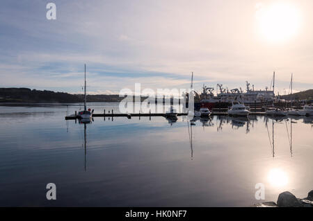 Location de bateaux à moteur et amarré au port pour petits bateaux de plaisance de Killybegs, comté de Donegal, Irlande Banque D'Images