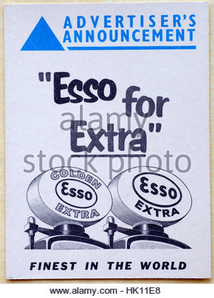 Pour Esso Extra, la publicité originale datant de la fin des années 1950 Banque D'Images