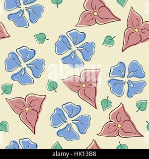 Floral background transparent avec fleurs bleu et rouge Illustration de Vecteur