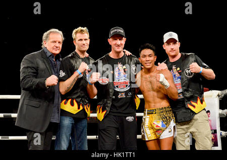 Las Vegas, USA. 3, 2017. Au cours de la lutte contre les concurrents premier Muay Thai fight Lion 34 au Tropicana Hotel and Casino à Las Vegas, Nevada. Credit : Ken Howard Images/Alamy Live News Banque D'Images