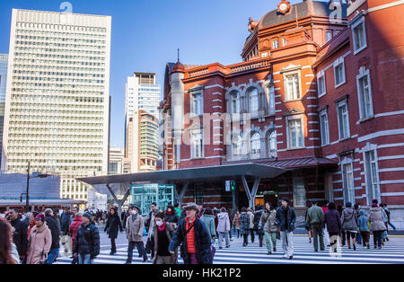 Paysage urbain, avant, façade, la gare de Tokyo, Marunouchi, Tokyo, Japon Banque D'Images