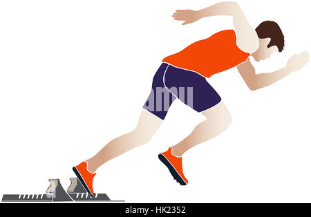 Commencer athlète runner starting-blocks vector illustration Banque D'Images