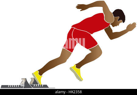 Début de sprinter runner starting-blocks vector illustration Banque D'Images