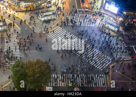 Paysage urbain, Shibuya Scramble Kousaten crossing à Hachiko square, Tokyo, Japon Banque D'Images