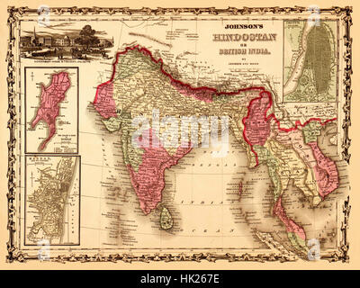 Carte de l'Inde 1867 Banque D'Images