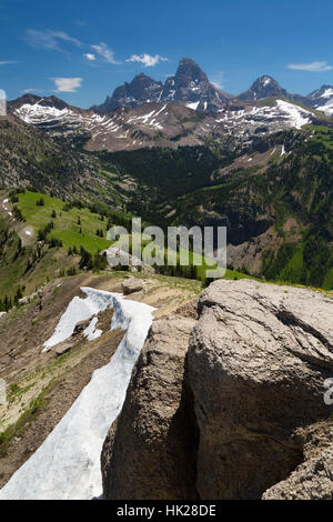 Sommet 9943 de descendre en dessous du Grand Teton Teton dans les montagnes. Jedediah Smith Wilderness, Wyoming Banque D'Images