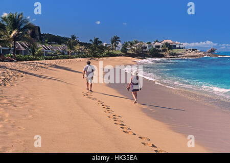 Baie d'Eretmochelys imbricata et resort, Antigua, Antilles, Caraïbes Banque D'Images