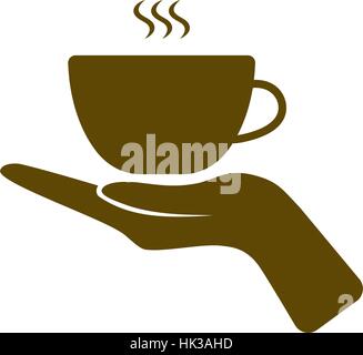 La tasse de café à la main avec l'icône de connexion, vector illustration. Télévision style design Illustration de Vecteur