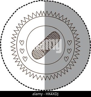 Châssis circulaire monochrome avec ombre moyen autocollant avec aide de bande vector illustration Illustration de Vecteur