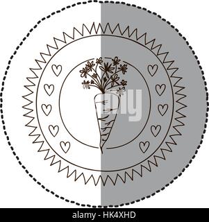 Châssis circulaire monochrome avec ombre moyen autocollant avec légumes carotte vector illustration Illustration de Vecteur