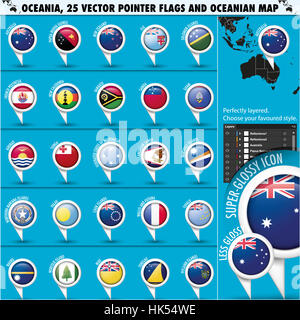 Ville, village, cuisine américaine, nouveau, pointeur, l'Australie, illustration, flag, bouton, Banque D'Images