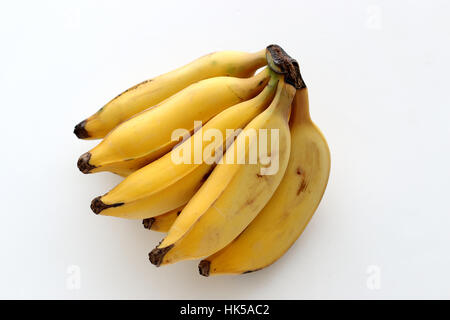 Un tas de bananes Ducasse ou connu comme le sucre ou les bananes Musa acuminata isolé sur fond blanc Banque D'Images