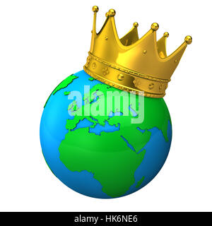 Bleu, vert, doré, illustration, queen, globe, planète, terre, monde, empereur, Banque D'Images