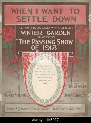 "Le Passing Show de 1913 Partitions Musicales' couvrir Banque D'Images