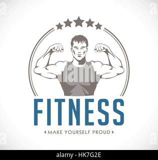 Fitness - Homme fort - sport concept - Alimentation saine Illustration de Vecteur